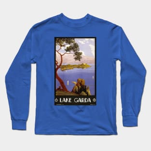 Vintage Travel Poster from Lake Garda in Italy Long Sleeve T-Shirt